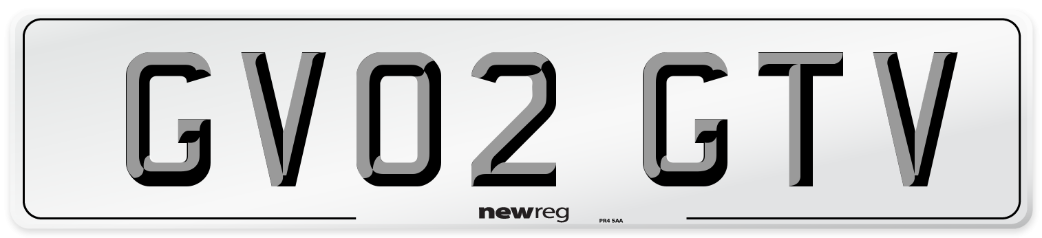 GV02 GTV Number Plate from New Reg